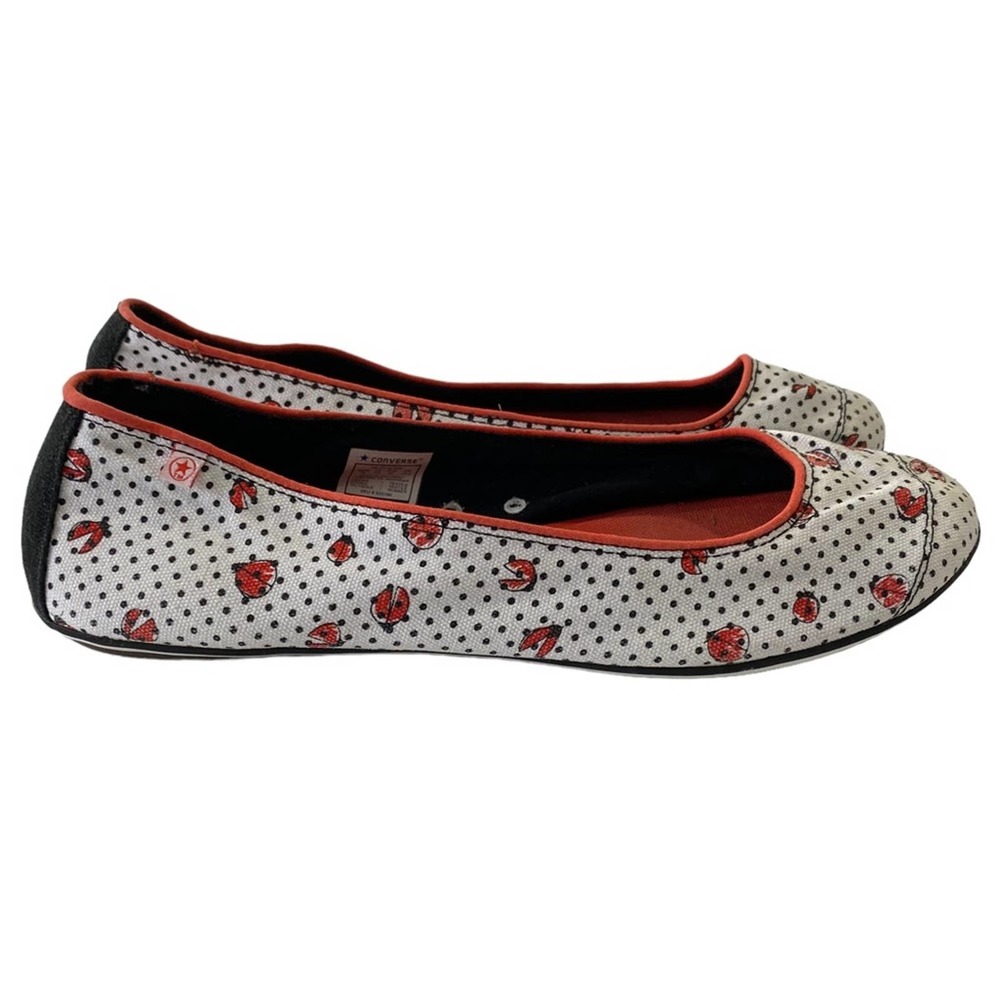 Converse White Polka Dot Red Trim Ballet Flats